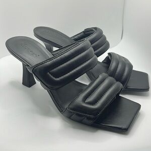 Abound Sandals Womens Size 6 Qarly Heeled Black Square Toe Slip On Heels